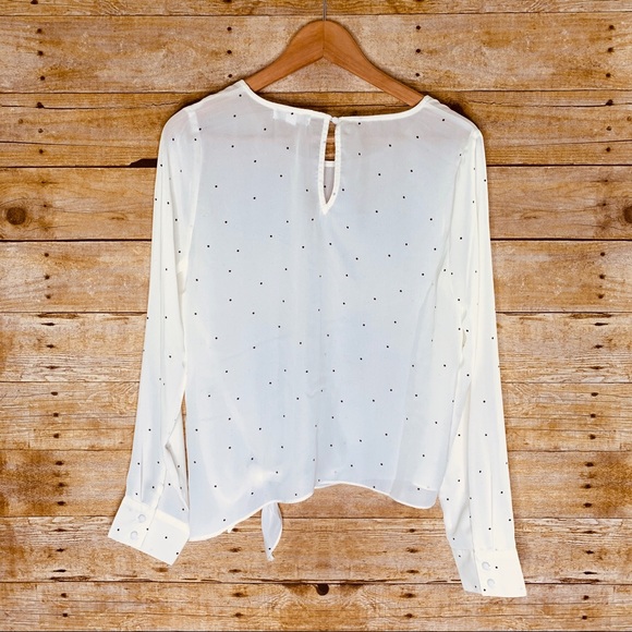 Socialite Blouse Long Sleeve Polka Dot White - Picture 6 of 7